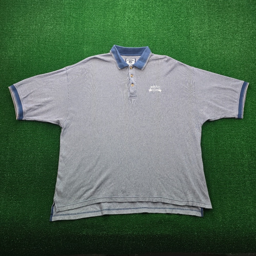 Vintage‎ Babe Ruth World Series 2000 Polo Shirt Mens XL/2XL Lee Blue Striped
